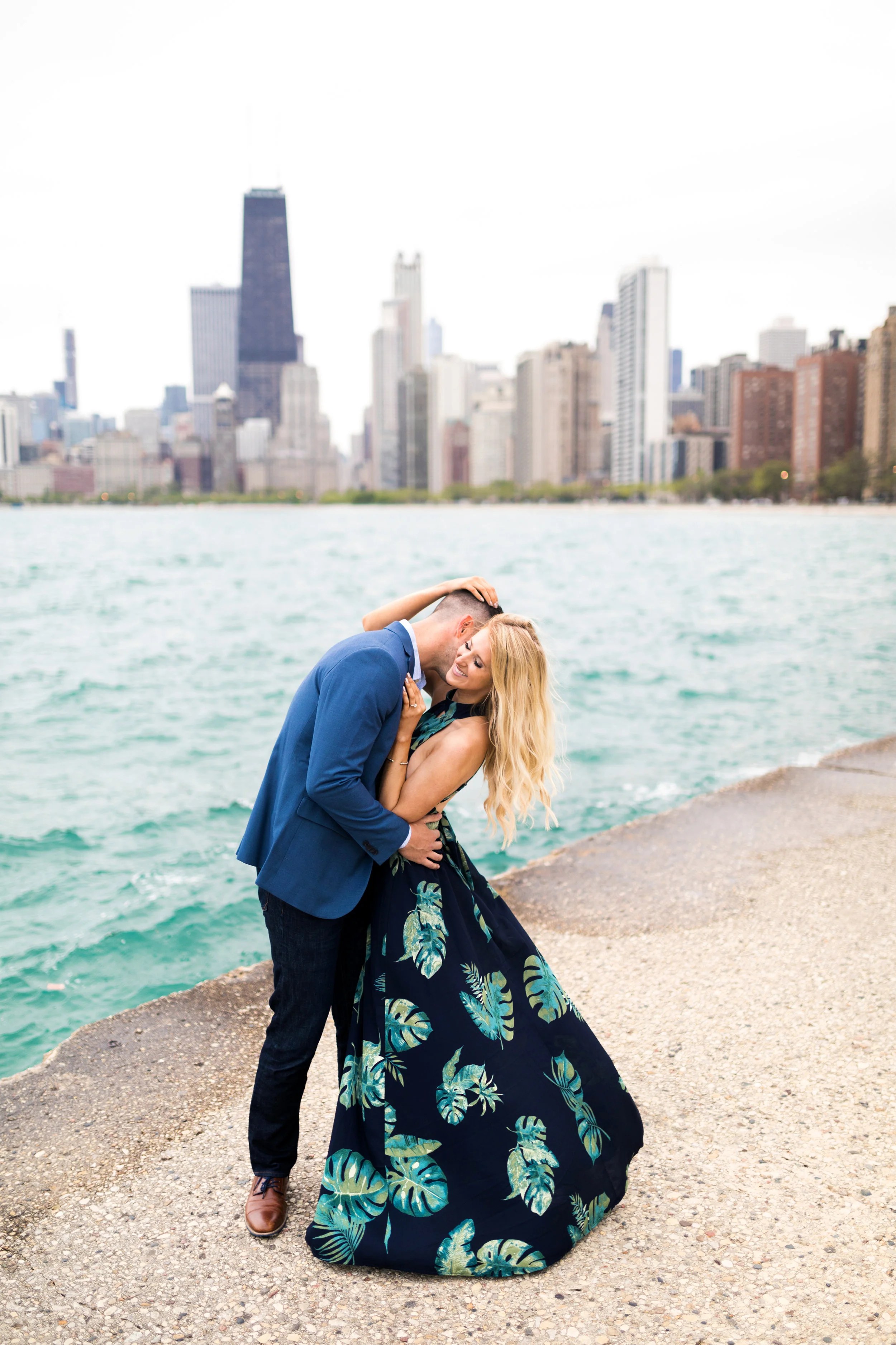 Romantic couple portrait at golden hour